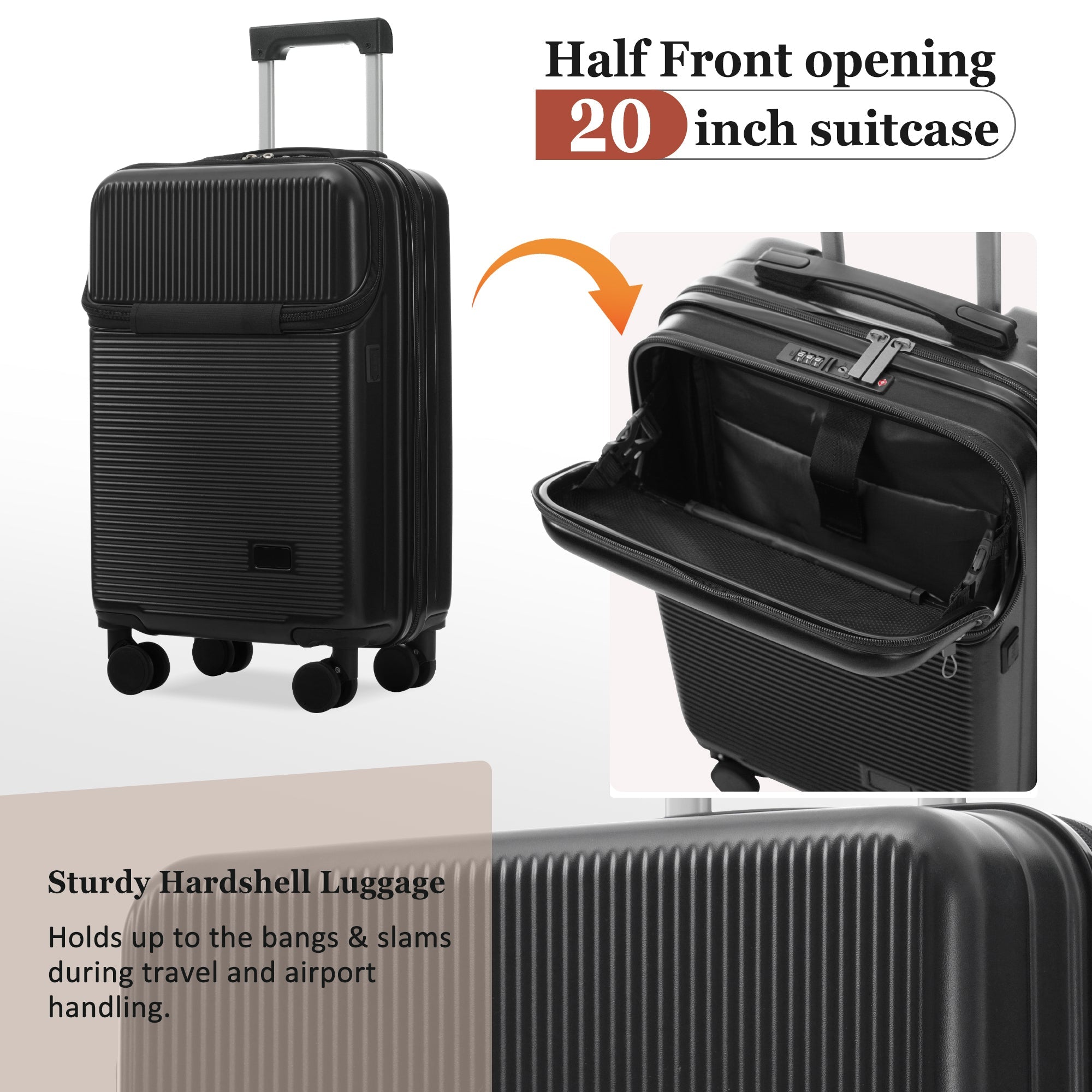 Azor Silver 5-Piece Luggage Set, Complete Travel System, TSA Lock