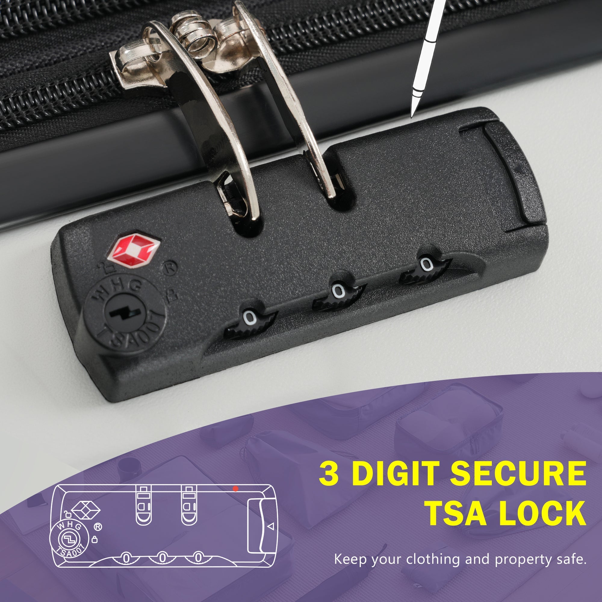 Azor 3-Piece Expandable Carry-On Set, Front Pocket, TSA Lock