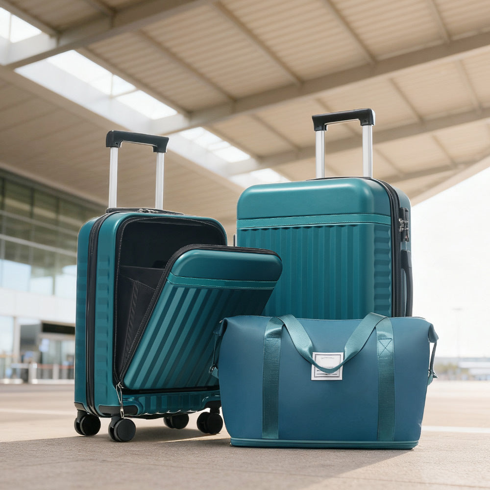 Azor 3-Piece Expandable Carry-On Set, Front Pocket, TSA Lock