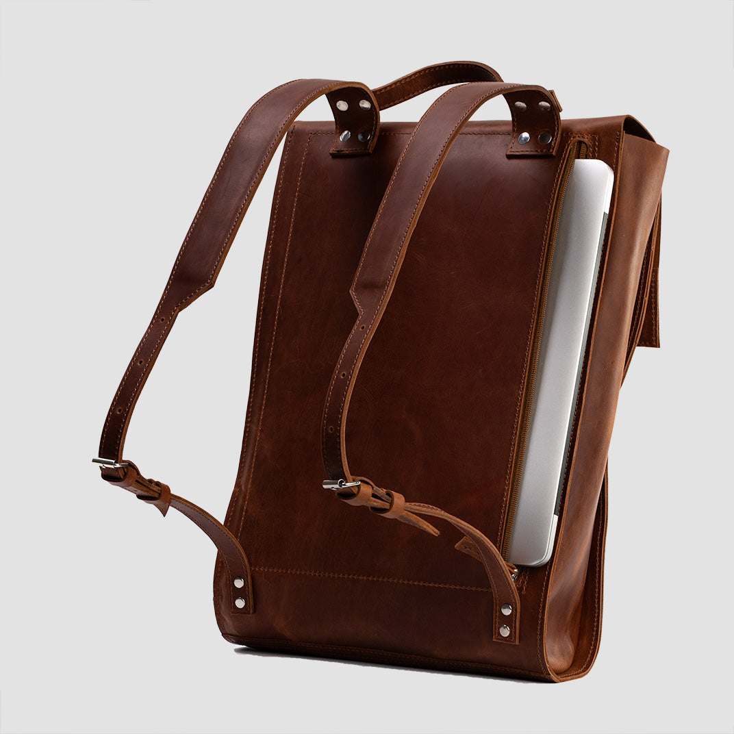 Azor Leather Backpack — Metropolian (Cognac Brown)