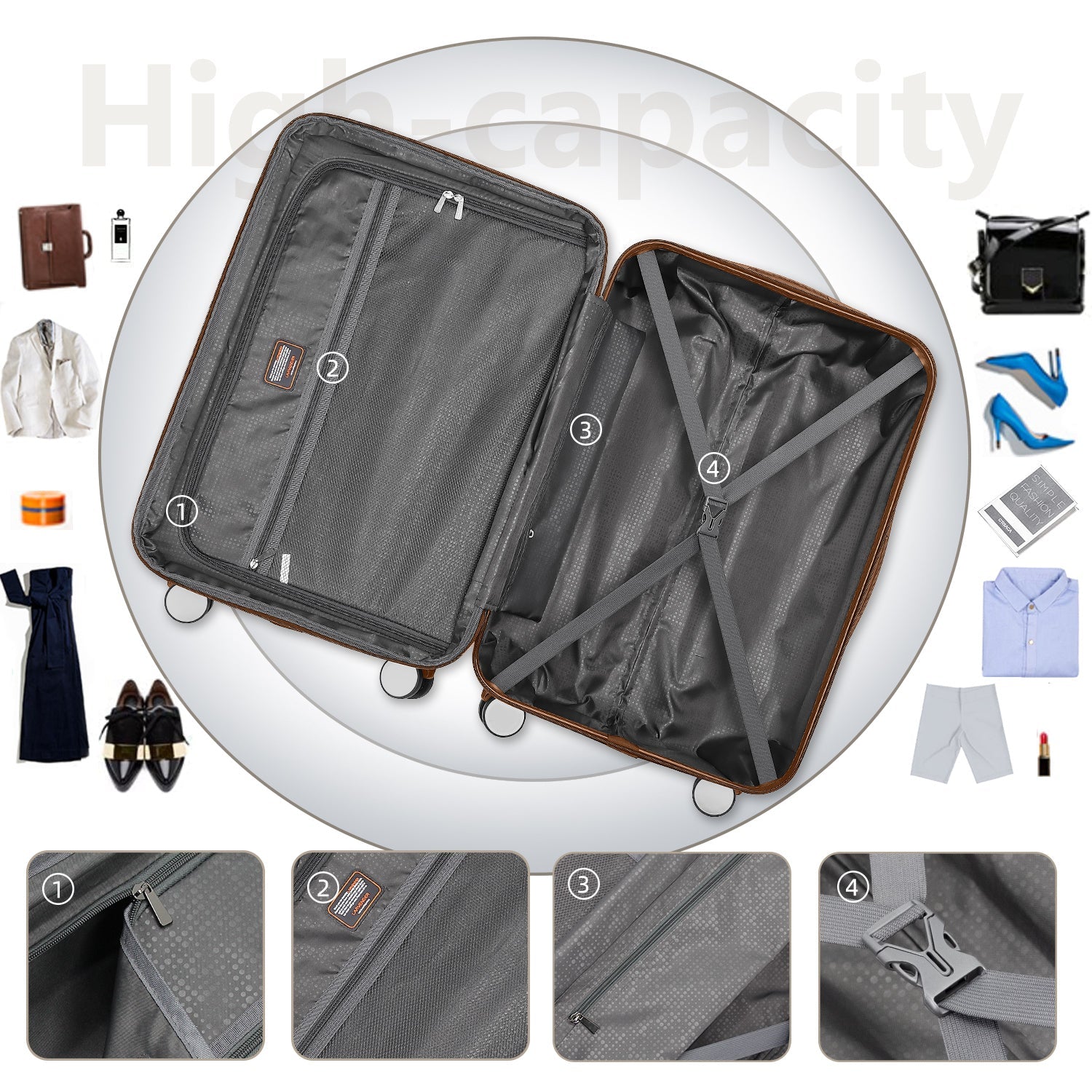 Azor 6-Piece Hardside Set, Suitcases + Duffel Bags, Complete Kit