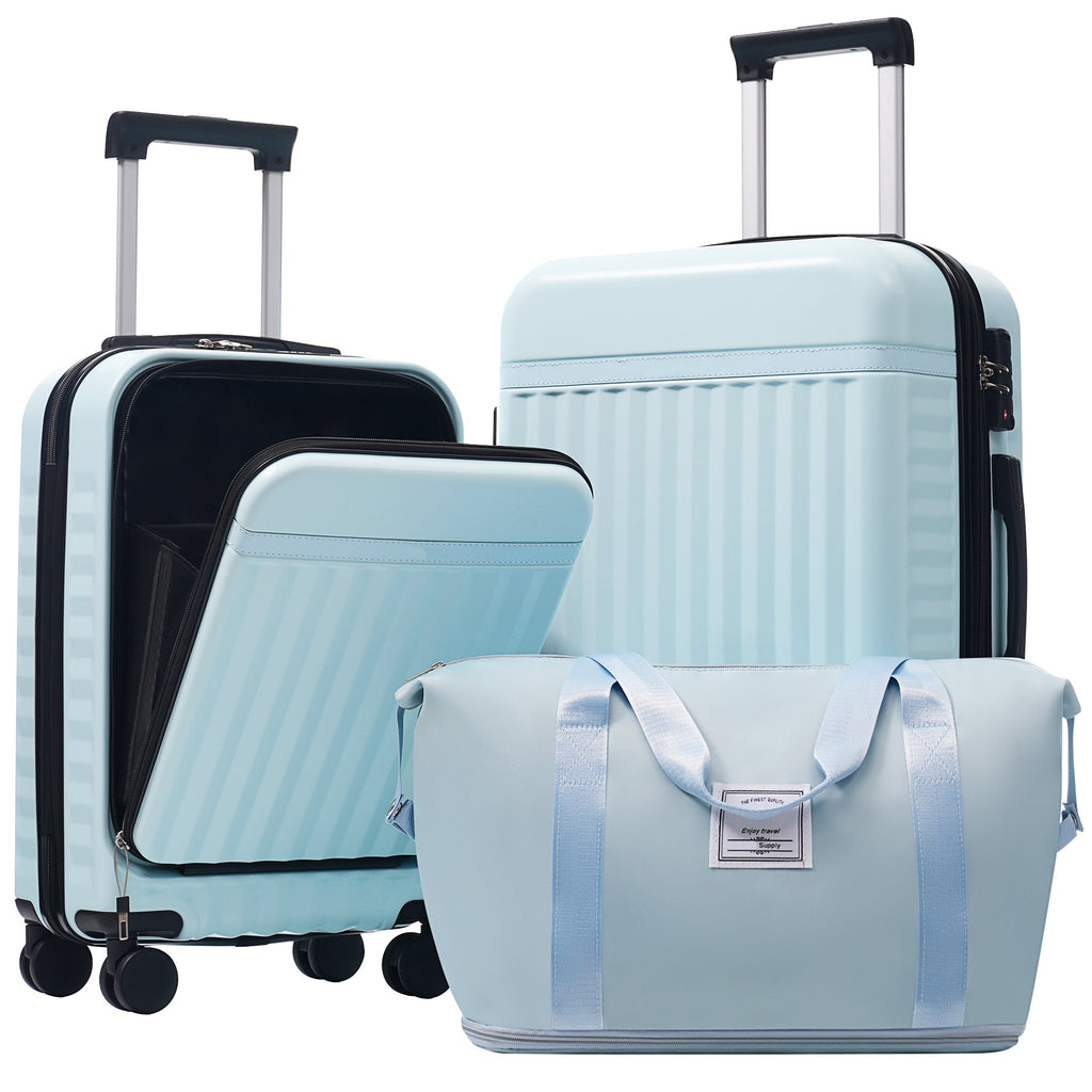 Azor 3-Piece Expandable Carry-On Set, Front Pocket, TSA Lock