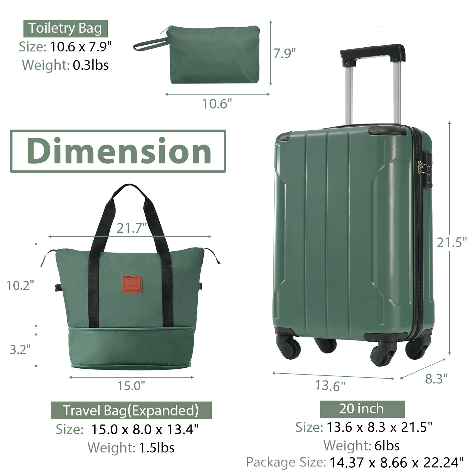 Azor Black & Brown Luggage Set, Timeless Travel Style, TSA Lock