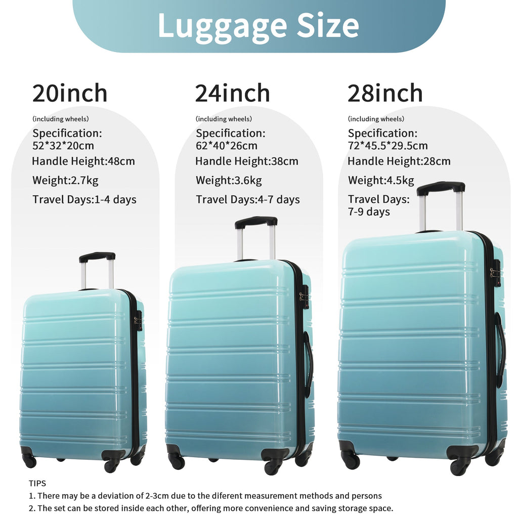 Azor 3-Piece PC Hardshell Set, Premium Travel Trio, TSA Lock