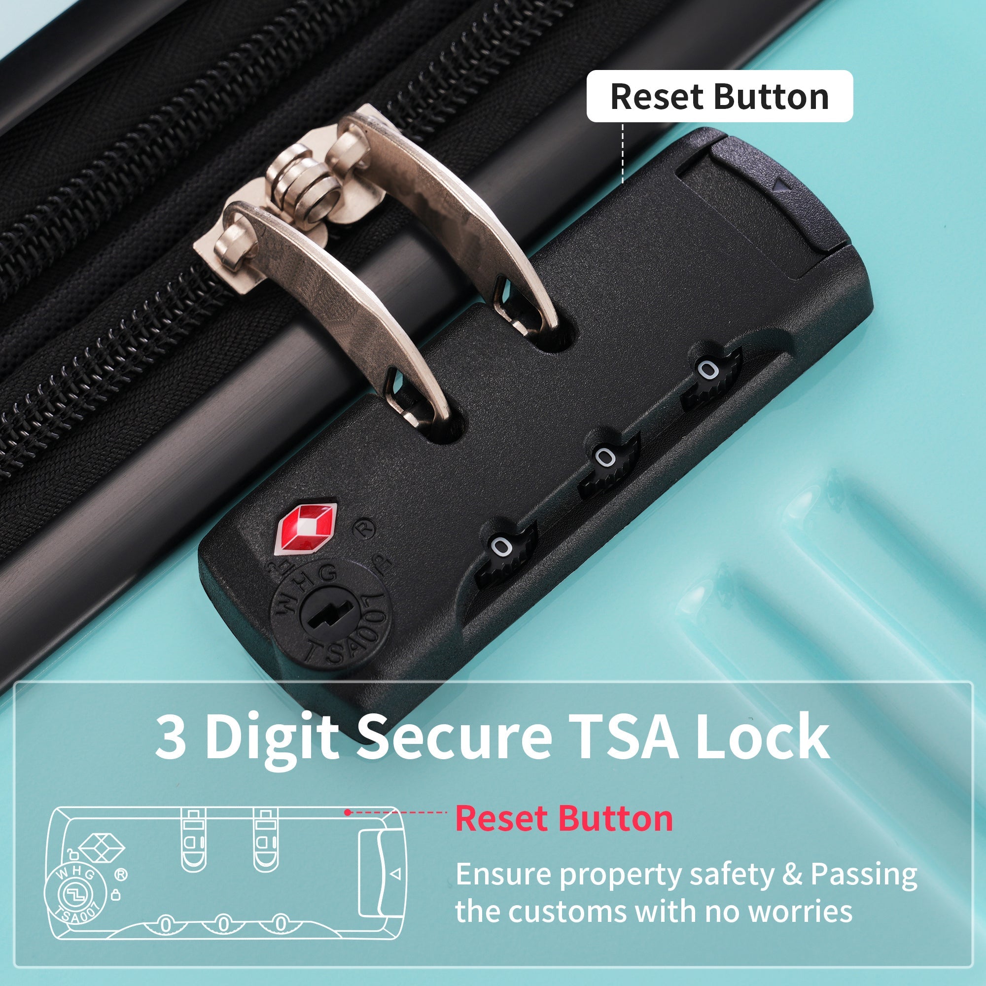 Azor 3-Piece PC Hardshell Set, Premium Travel Trio, TSA Lock