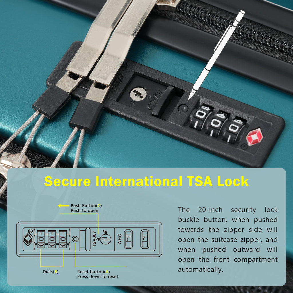 Azor 3-Piece Expandable Carry-On Set, Front Pocket, TSA Lock