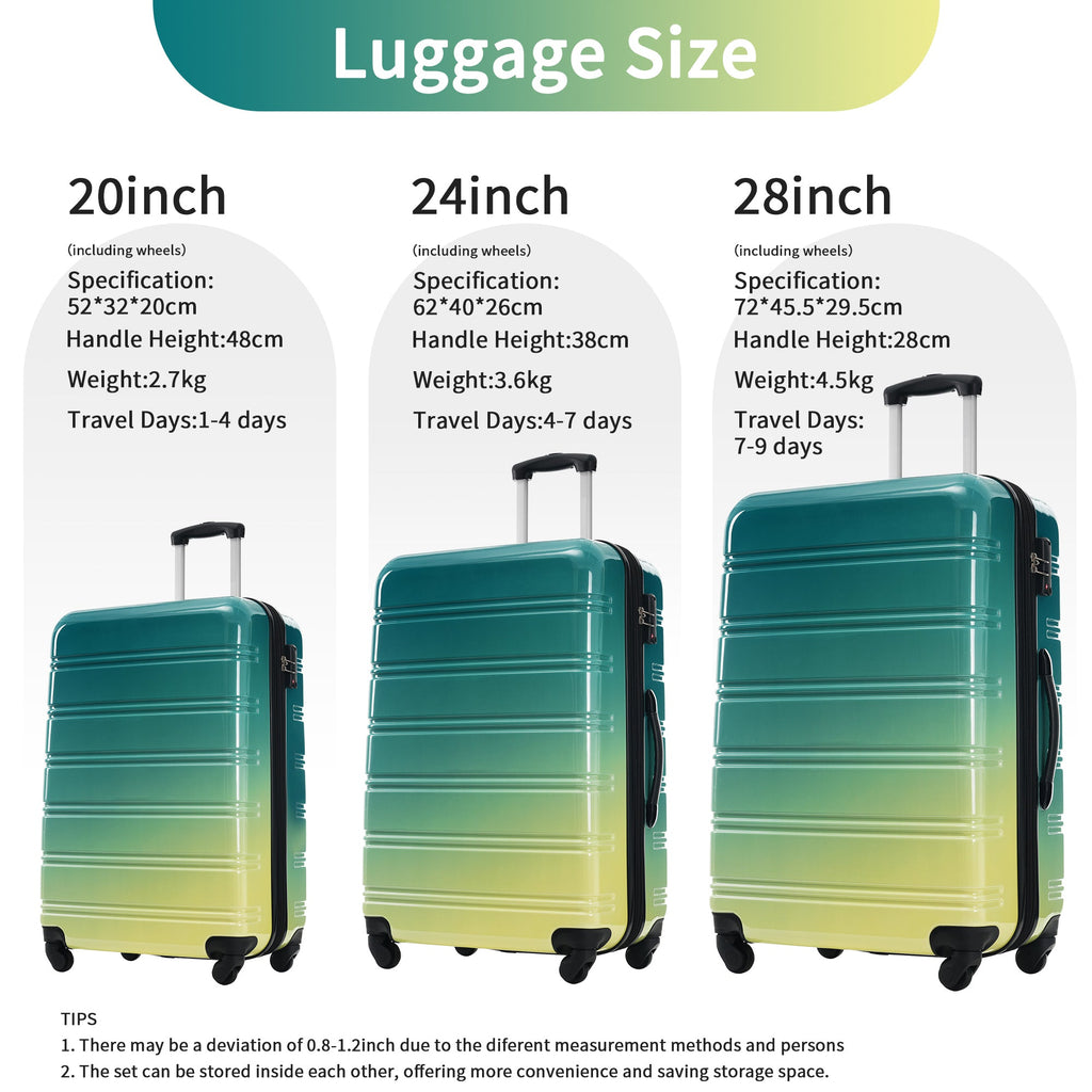 Azor 3-Piece PC Hardshell Set, Premium Travel Trio, TSA Lock
