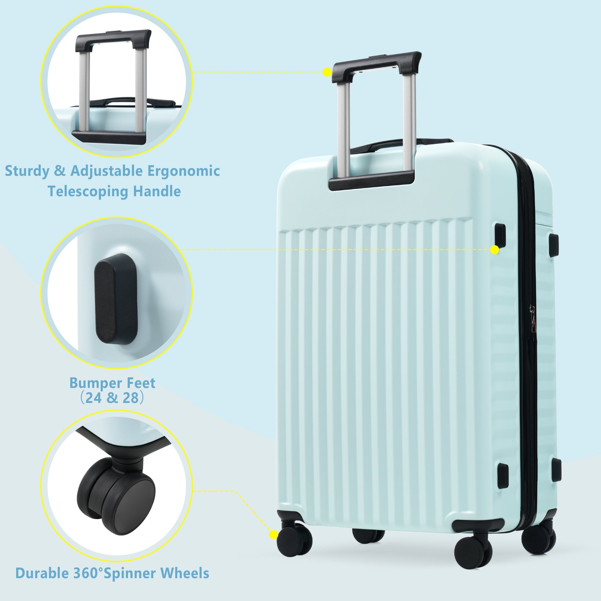 Azor 3-Piece Expandable Carry-On Set, Front Pocket, TSA Lock