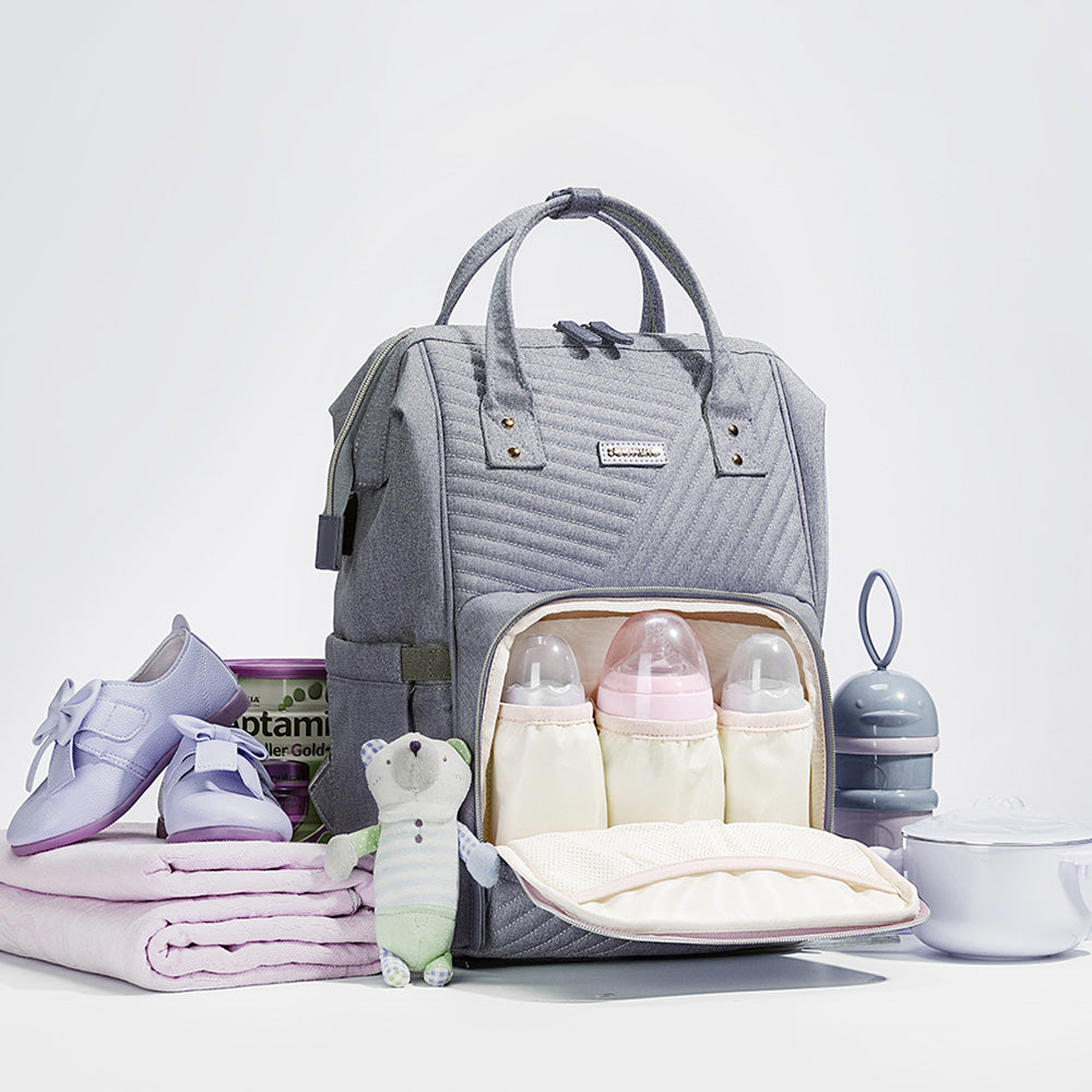 Azor Modern Quilted Diaper Bag Backpack