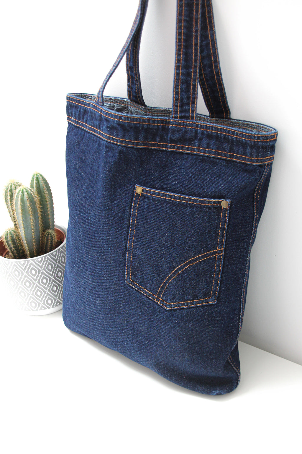 Azor Tote Bag With Jean Type Pockets Heavyweight Denim