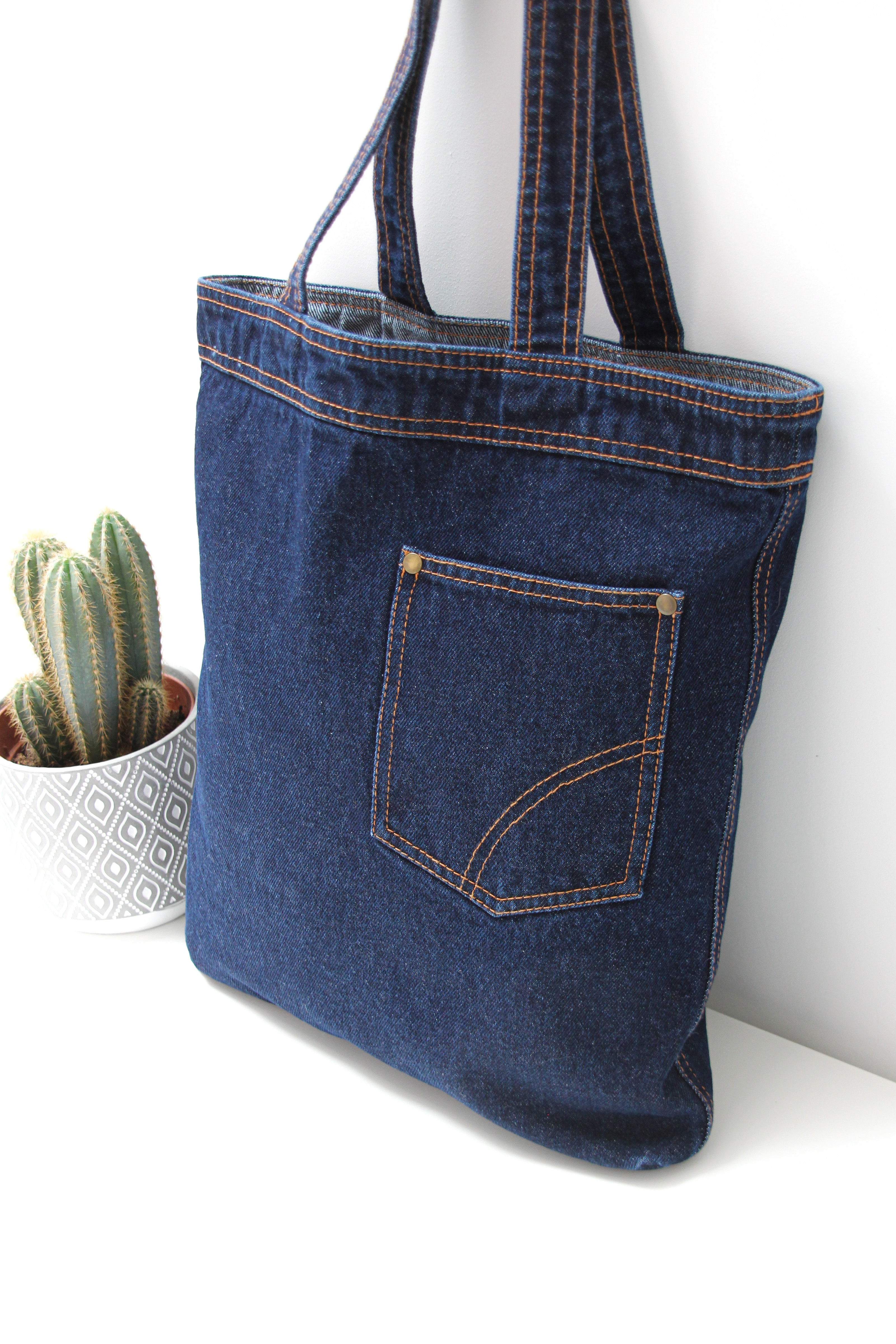 Azor Tote Bag With Jean Type Pockets Heavyweight Denim