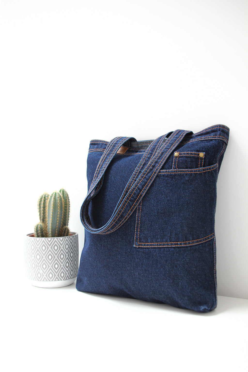 Azor Tote Bag With Jean Type Pockets Heavyweight Denim