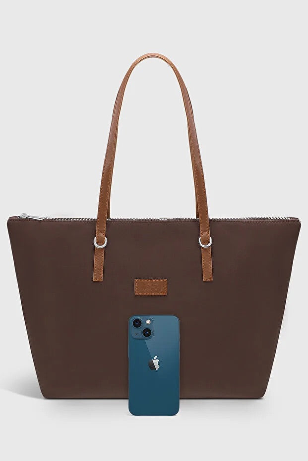 Azor Brown Large Capacity Water Resistant Shopper Bag For Women