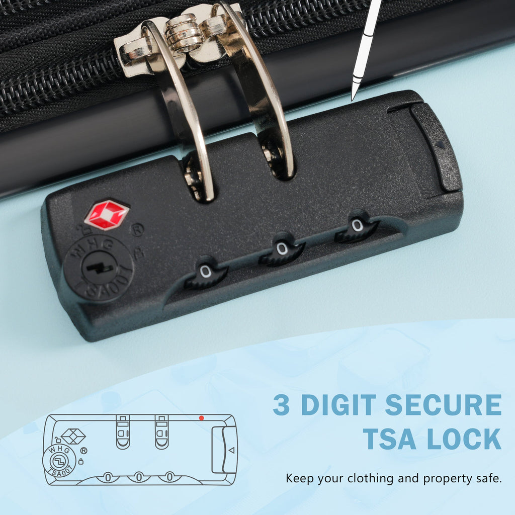 Azor 3-Piece Expandable Carry-On Set, Front Pocket, TSA Lock