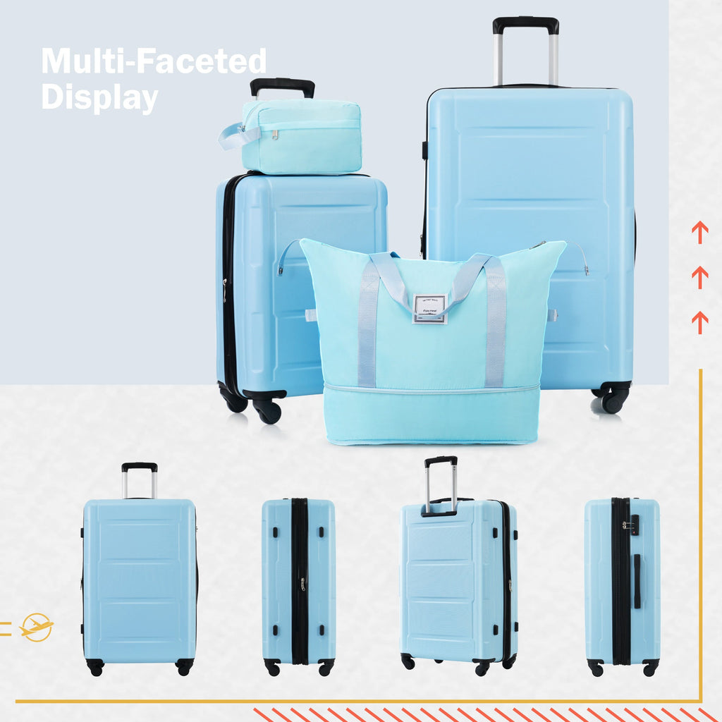 Azor Light Blue ABS Luggage Set, Travel in Colour, TSA Lock