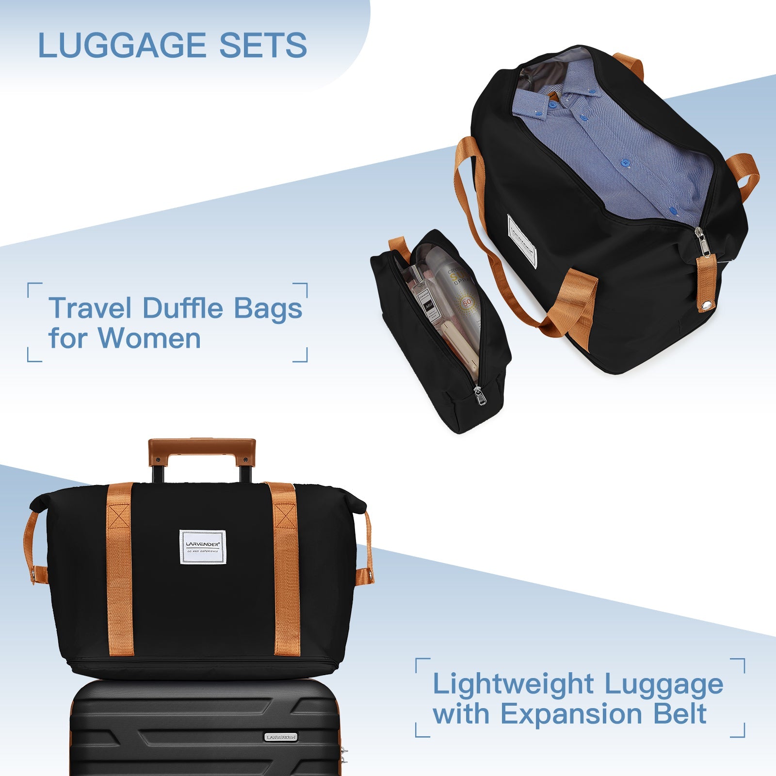 Azor 6-Piece Hardside Set, Suitcases + Duffel Bags, Complete Kit