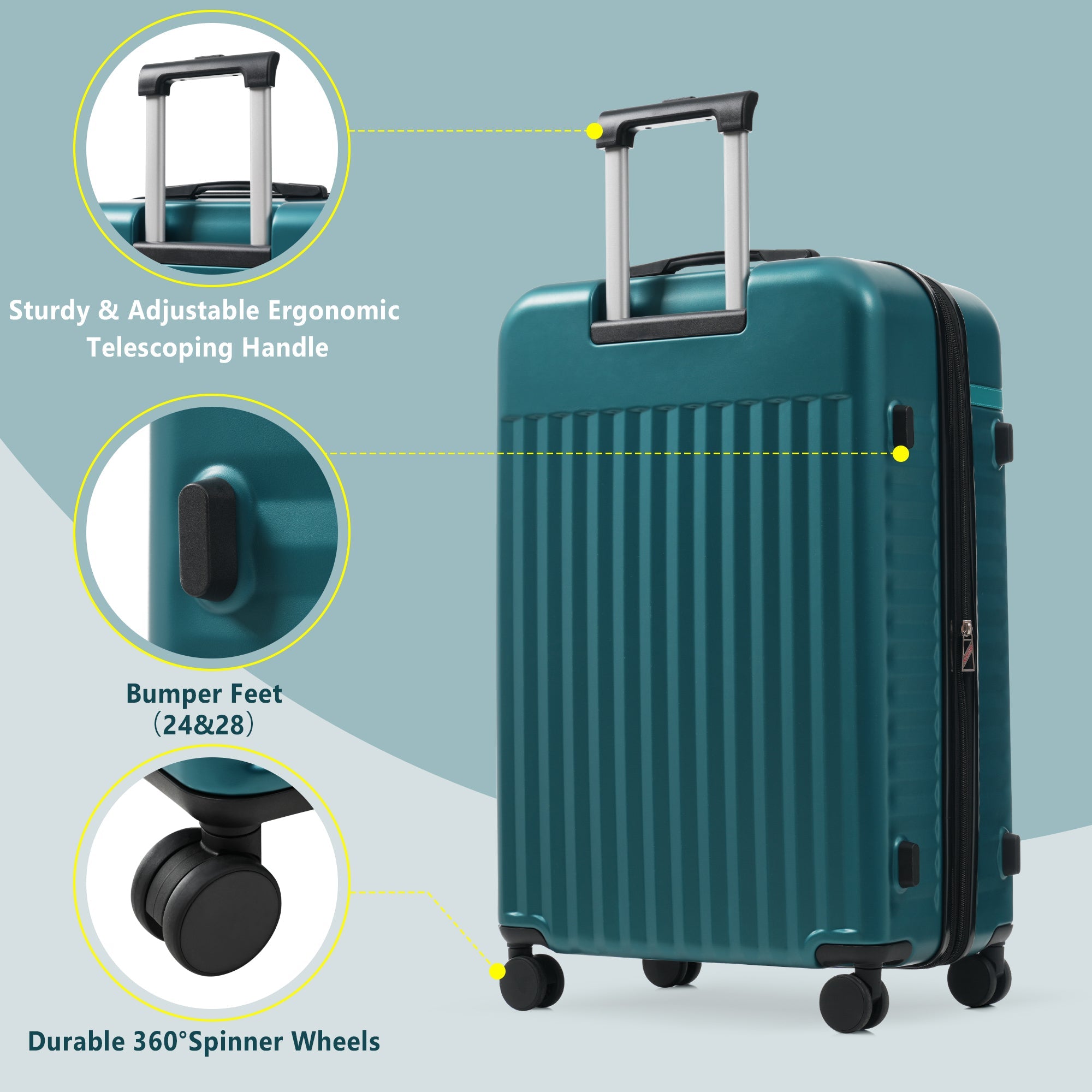 Azor 3-Piece Expandable Carry-On Set, Front Pocket, TSA Lock