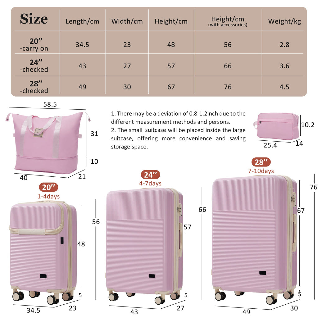 Azor Silver 5-Piece Luggage Set, Complete Travel System, TSA Lock