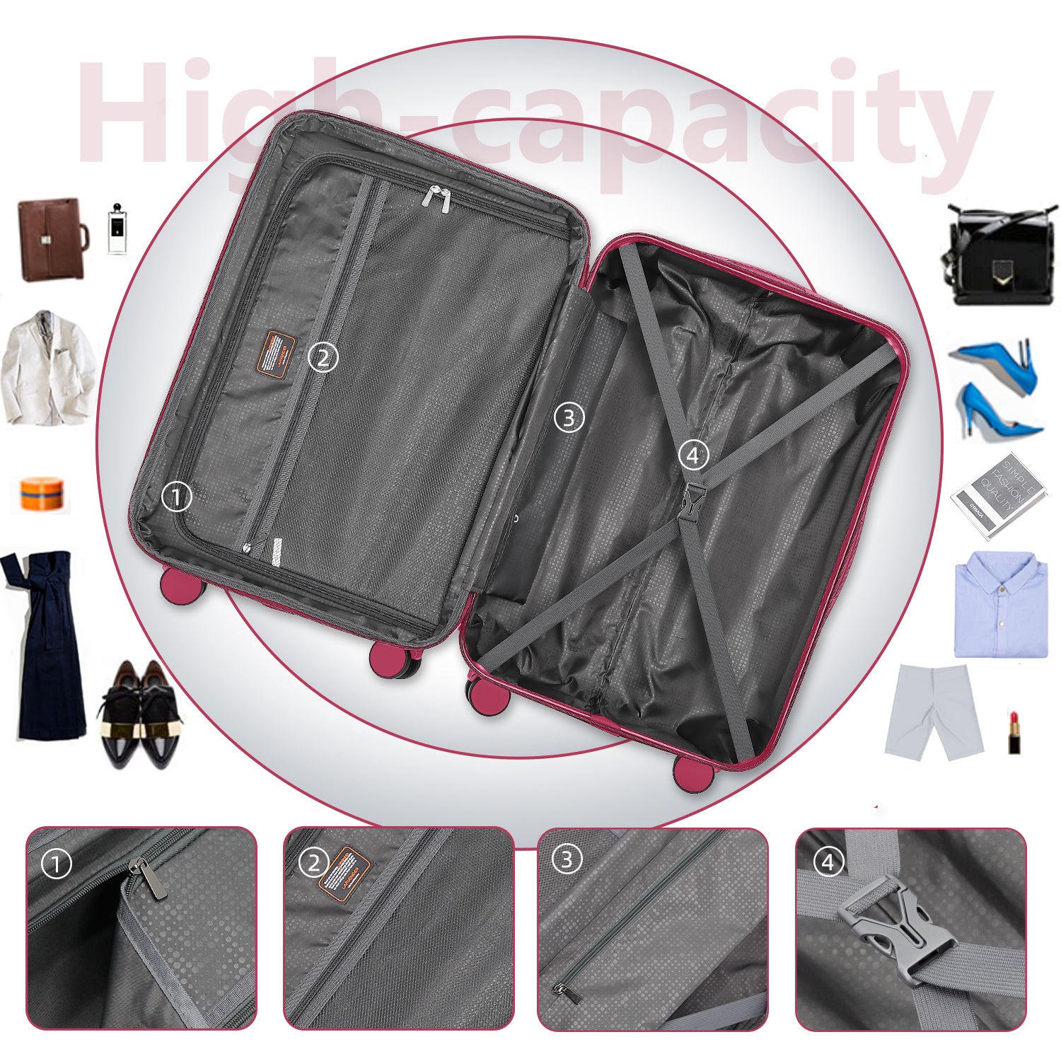Azor 6-Piece Hardside Set, Suitcases + Duffel Bags, Complete Kit