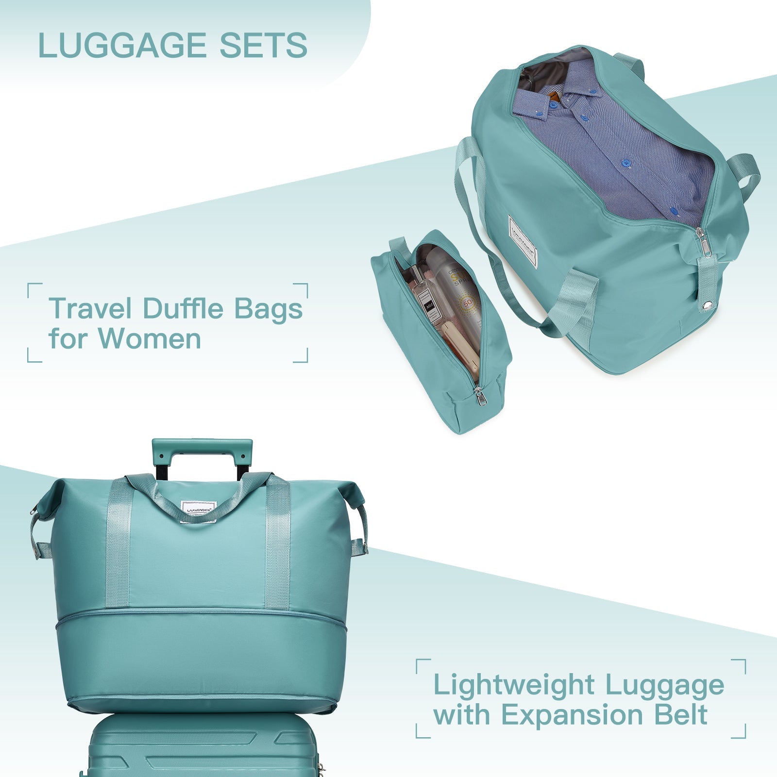 Azor 6-Piece Hardside Set, Suitcases + Duffel Bags, Complete Kit