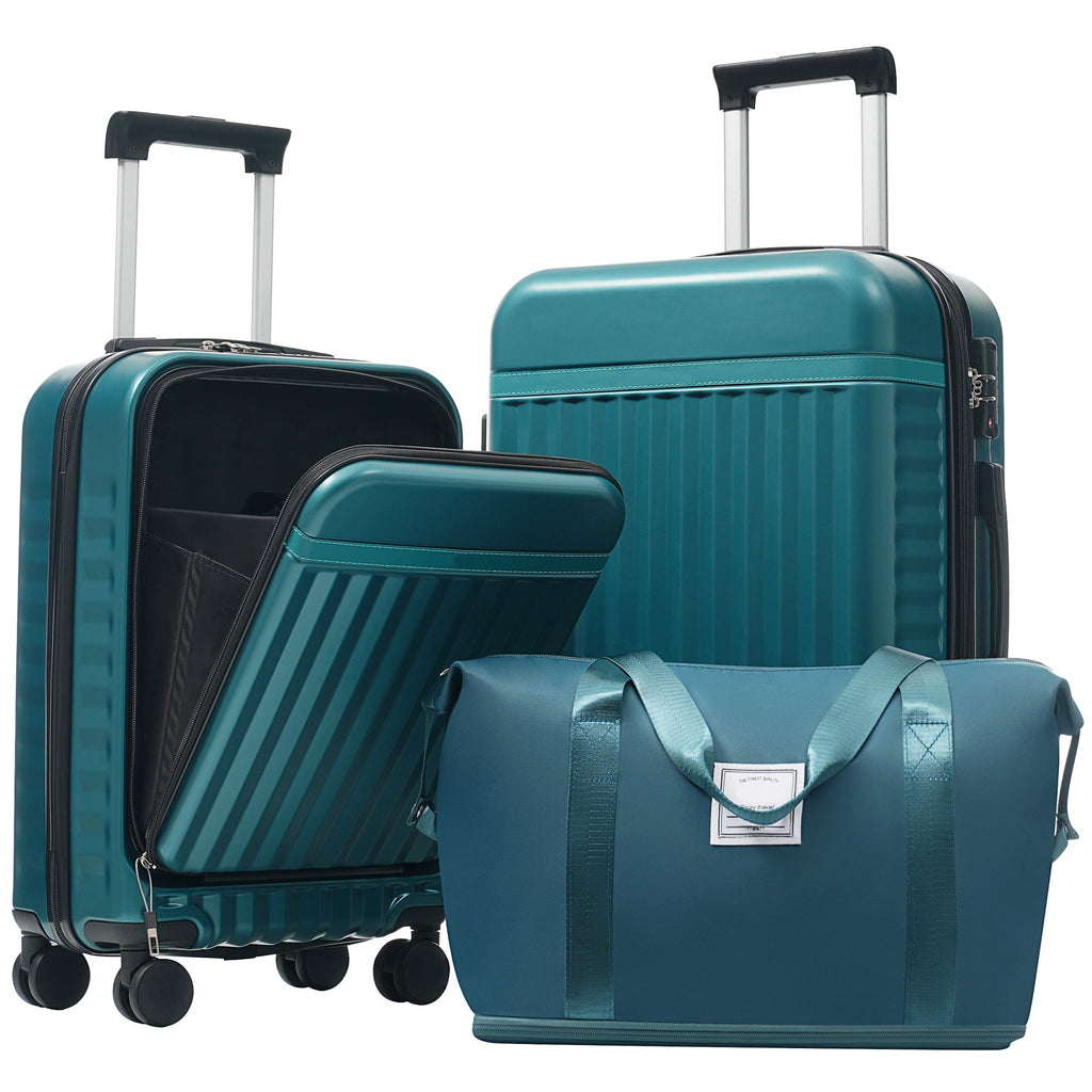 Azor 3-Piece Expandable Carry-On Set, Front Pocket, TSA Lock