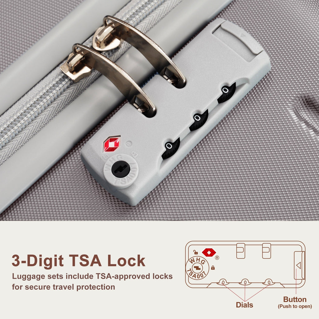 Azor Blue PC Luggage Set, Lightweight Travel Trio, TSA Lock