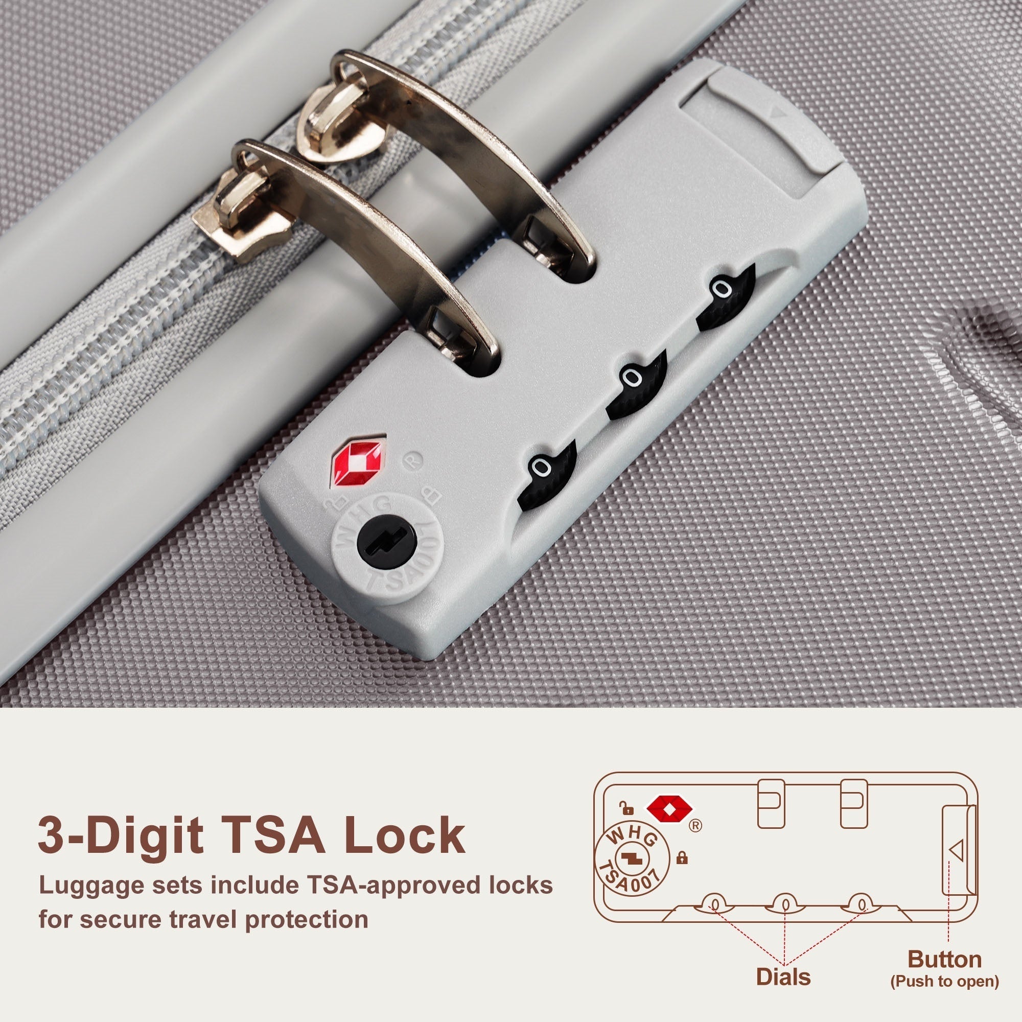 Azor Blue PC Luggage Set, Lightweight Travel Trio, TSA Lock