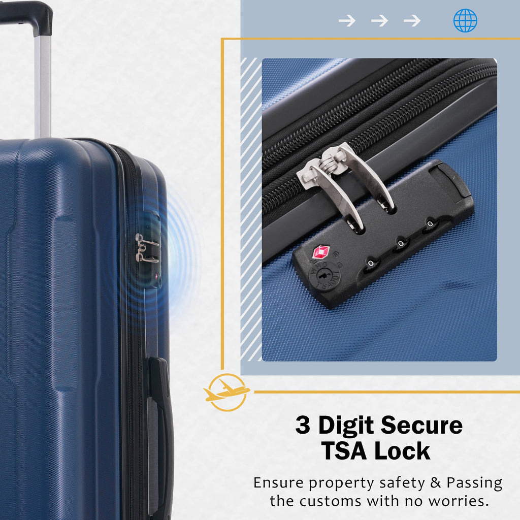 Azor Light Blue ABS Luggage Set, Travel in Colour, TSA Lock