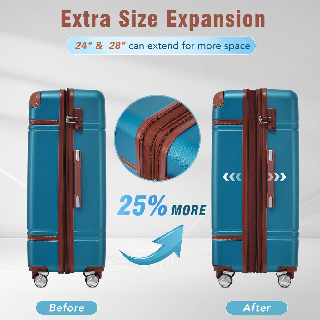 Azor Blue ABS Luggage Set, Travel Organisation System, TSA Lock