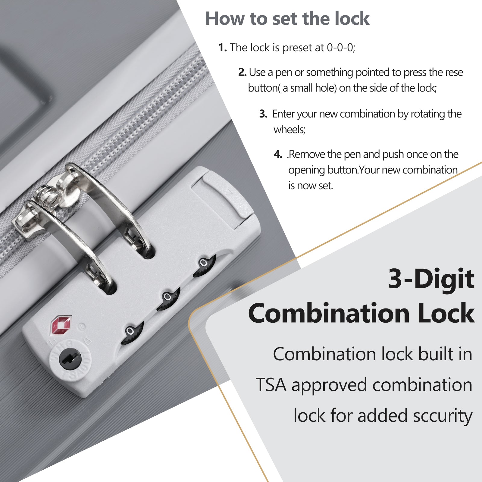 Azor Black & Brown Luggage Set, Timeless Travel Style, TSA Lock
