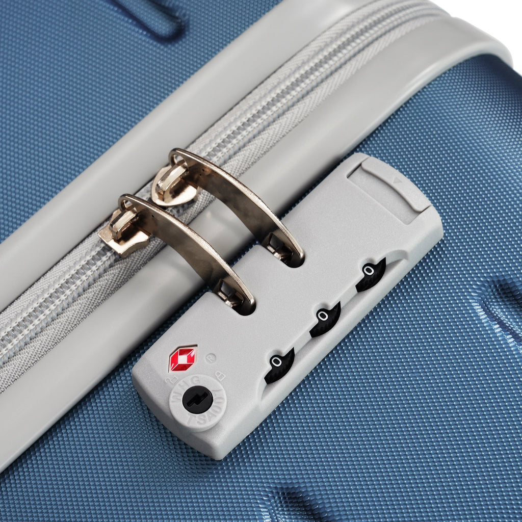 Azor Blue PC Luggage Set, Lightweight Travel Trio, TSA Lock