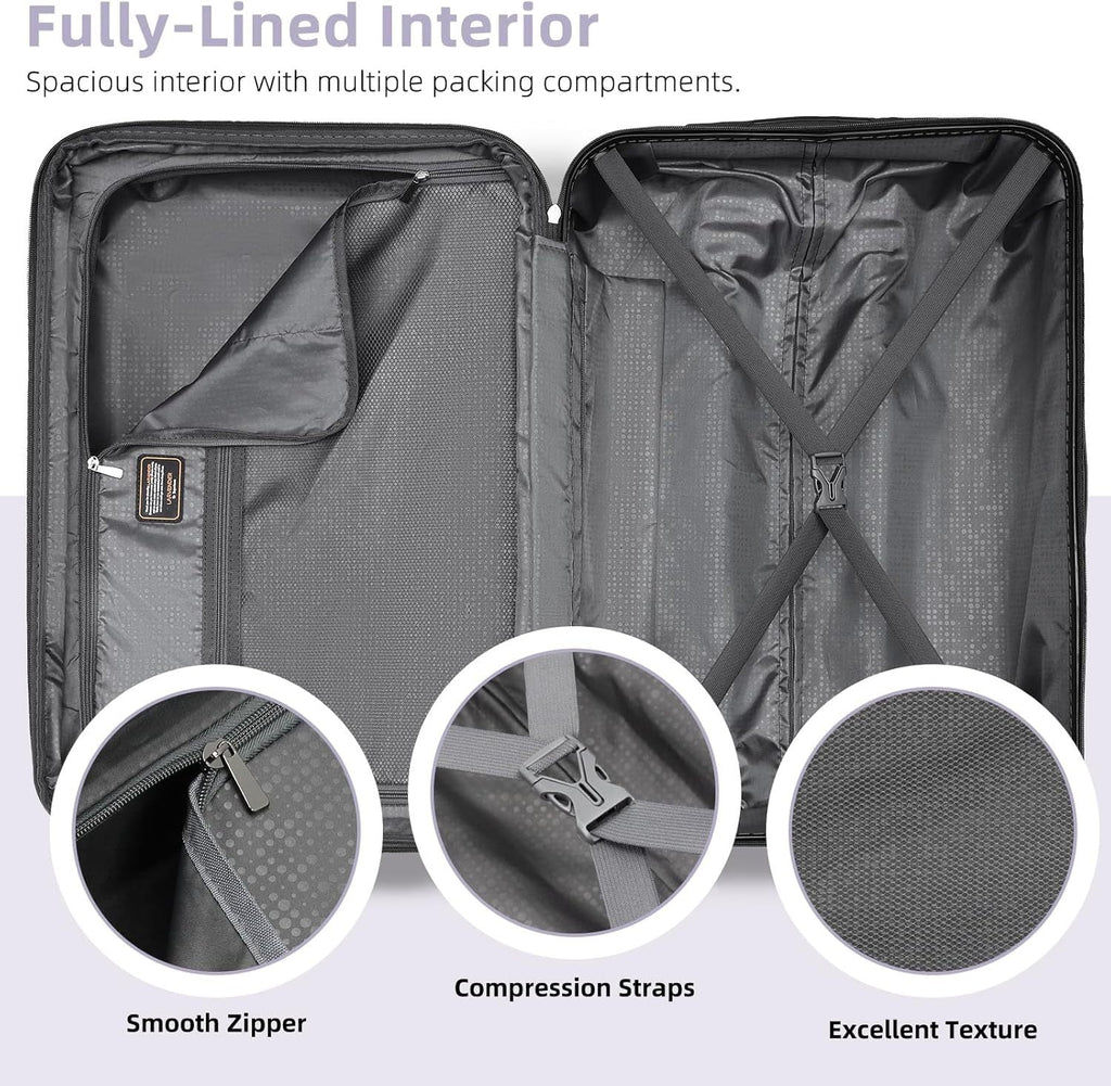 Azor 6-Piece Hardshell Luggage Set, Ultimate Travel Kit, TSA Lock