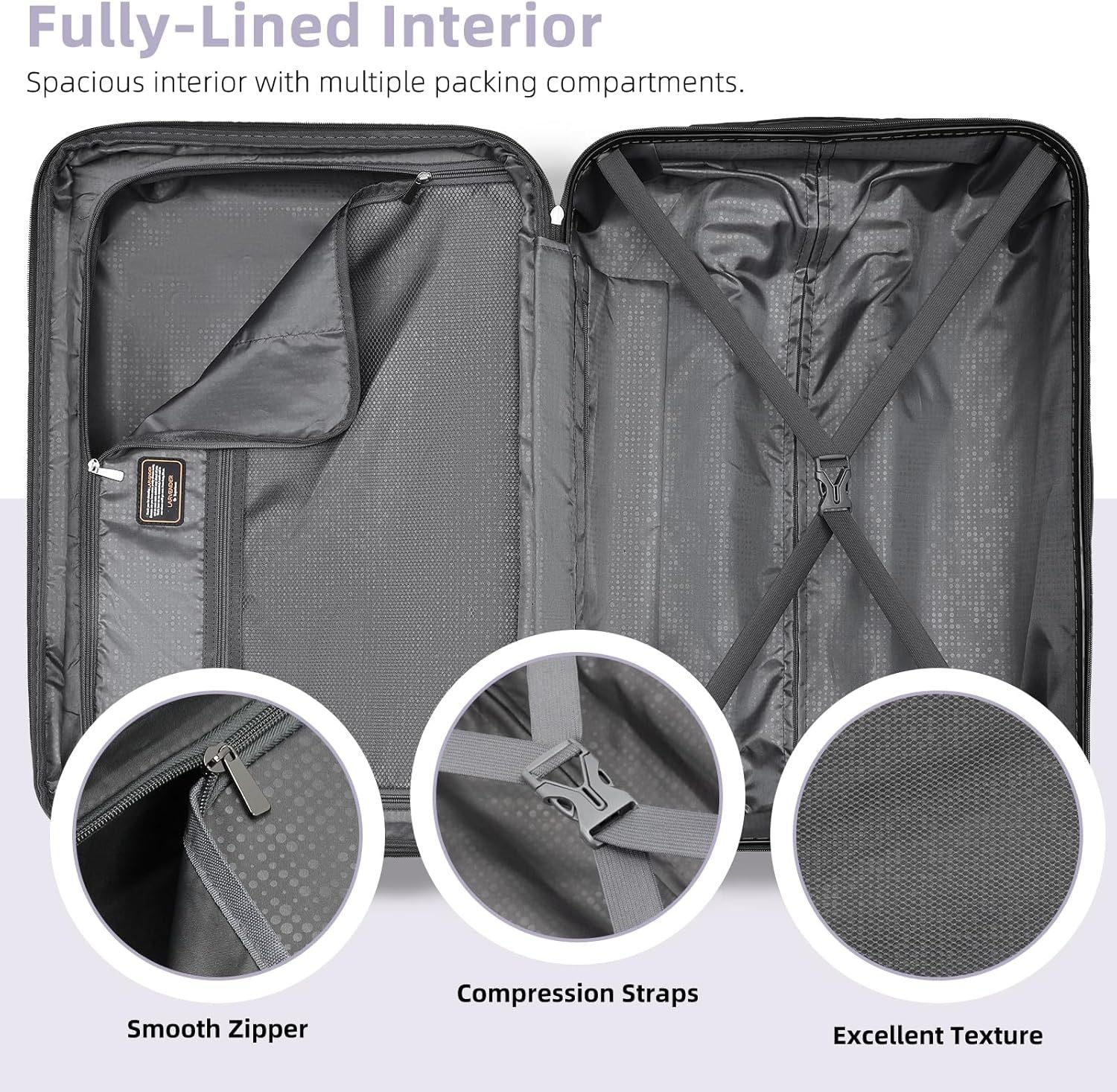 Azor 6-Piece Hardshell Luggage Set, Ultimate Travel Kit, TSA Lock