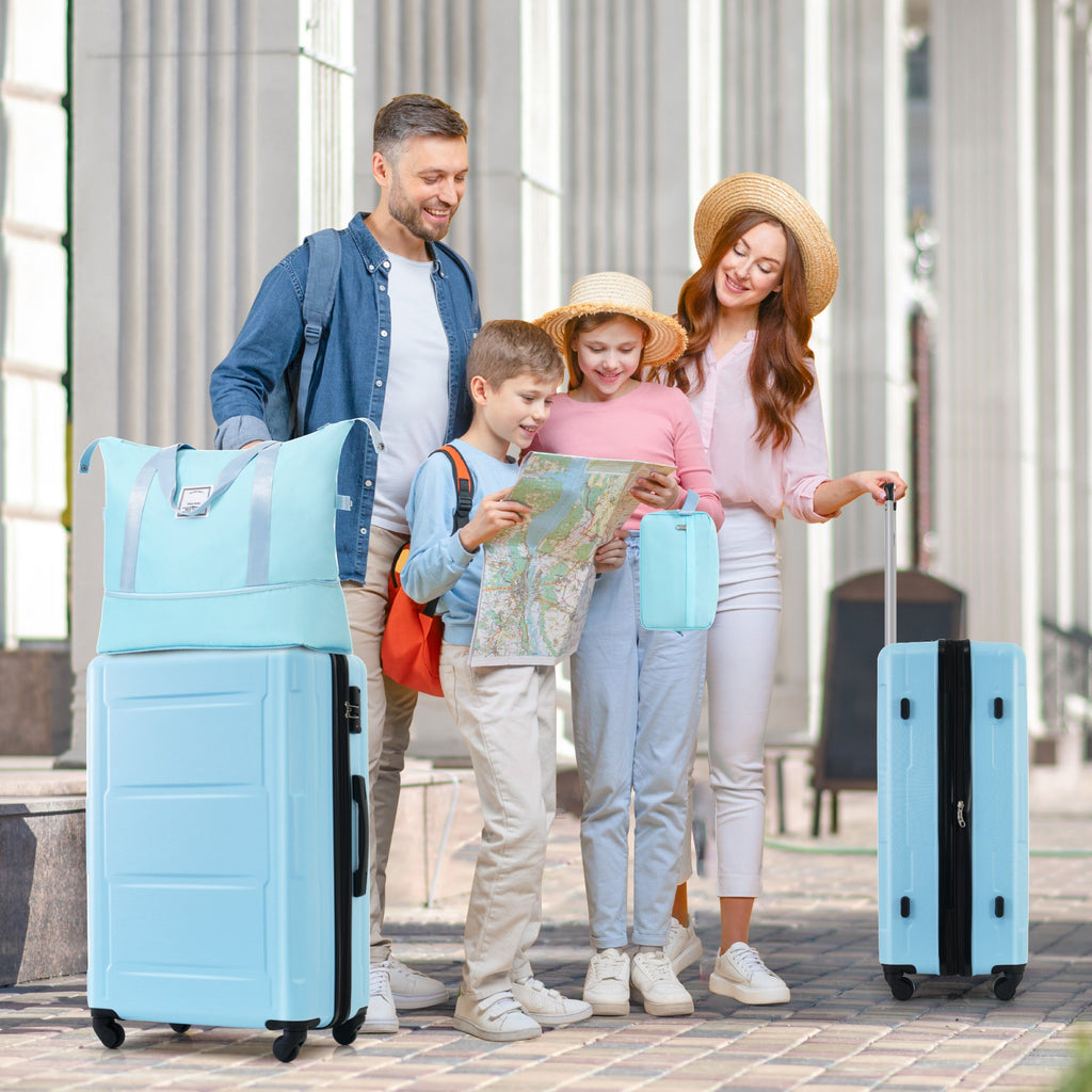 Azor Light Blue ABS Luggage Set, Travel in Colour, TSA Lock