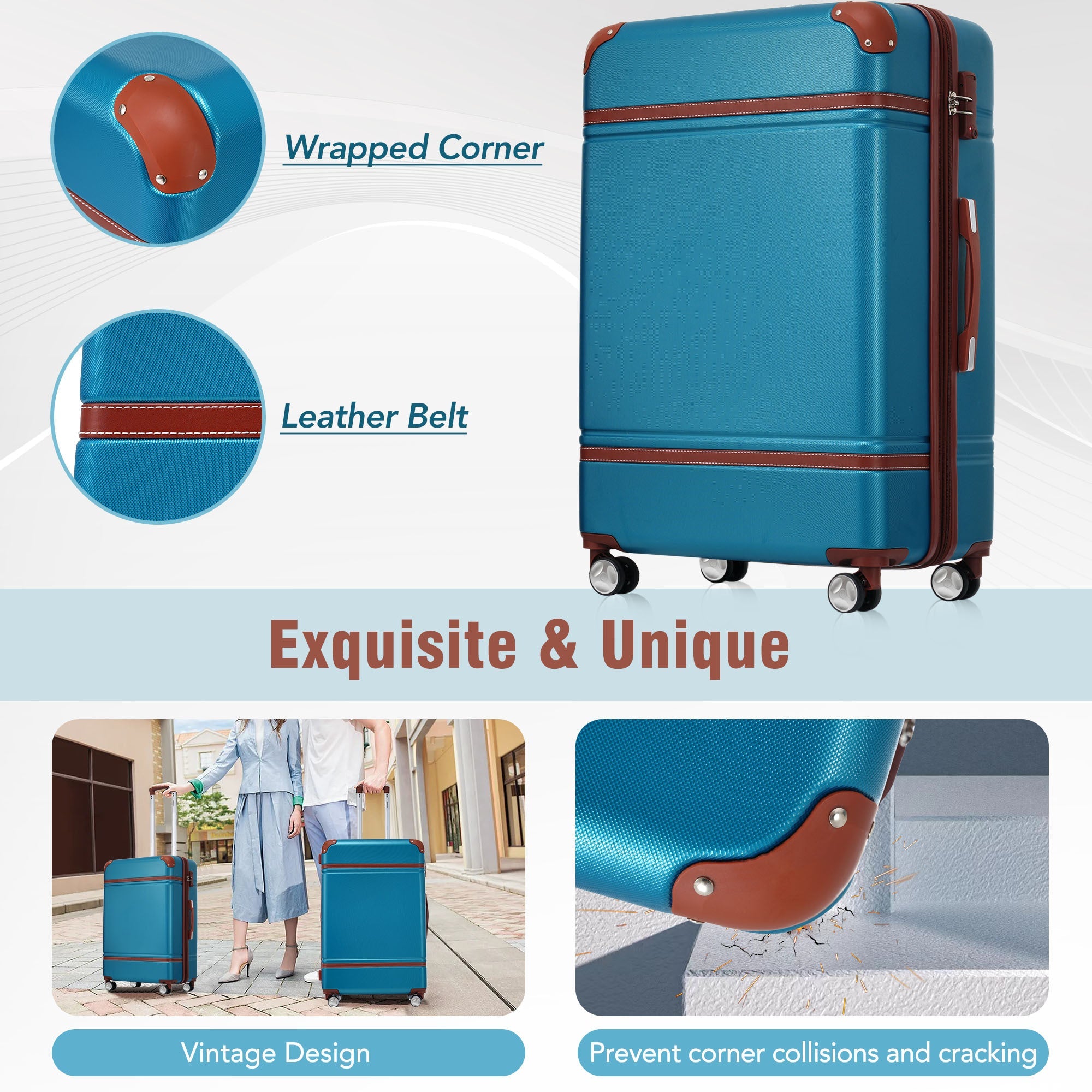 Azor Blue ABS Luggage Set, Travel Organisation System, TSA Lock