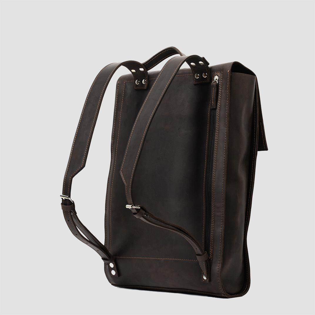 Azor Leather Backpack — Metropolian (Dark Brown)